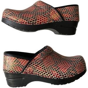 Sanita Clogs Womens Colorful Snake Leather SlipOns Size EU 35 US4 Nurse Shoes